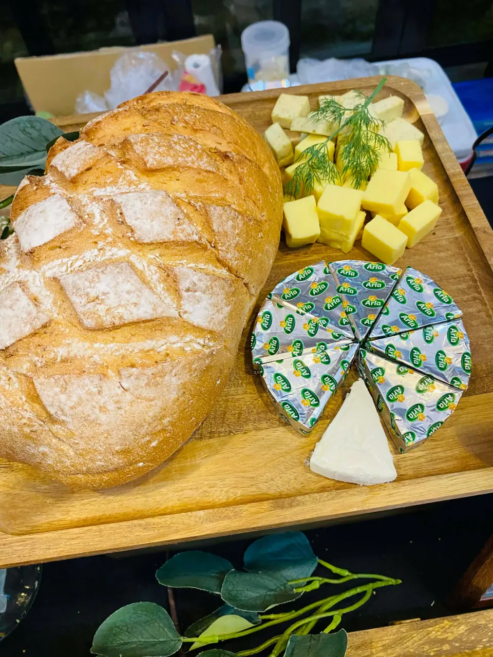 Artisan bread and cheese grazing board